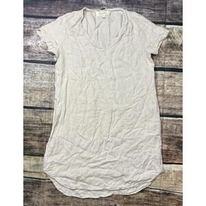 Anthropologie Cloth & Stone Dress Medium Linen Blend Beige V-Neck Minimalist